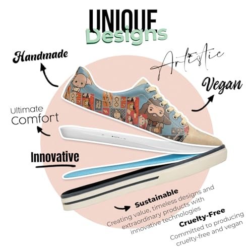 DOGO Vegan Leather Sneakers for Women - Handmade and Unique Fashion Sneakers for Women, Imaginary School Harry Potter Design, Size 8 - Image 4