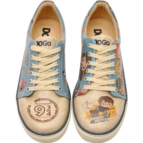 DOGO Vegan Leather Sneakers for Women - Handmade and Unique Fashion Sneakers for Women, Imaginary School Harry Potter Design, Size 8 - Image 2