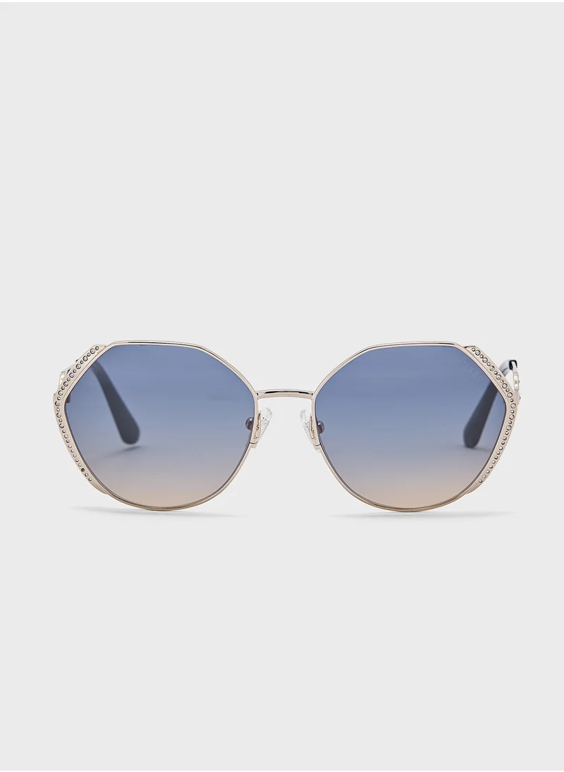 جس Uv-Protected Round Sunglasses