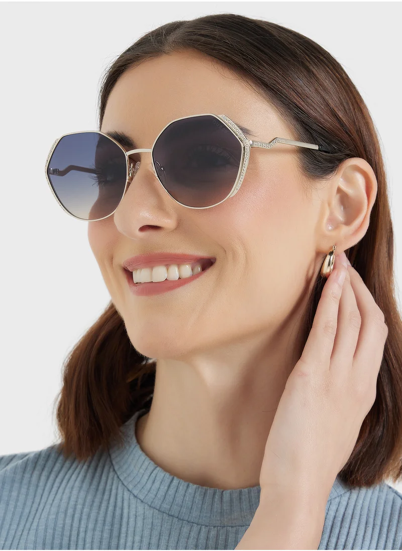 جس Uv-Protected Round Sunglasses