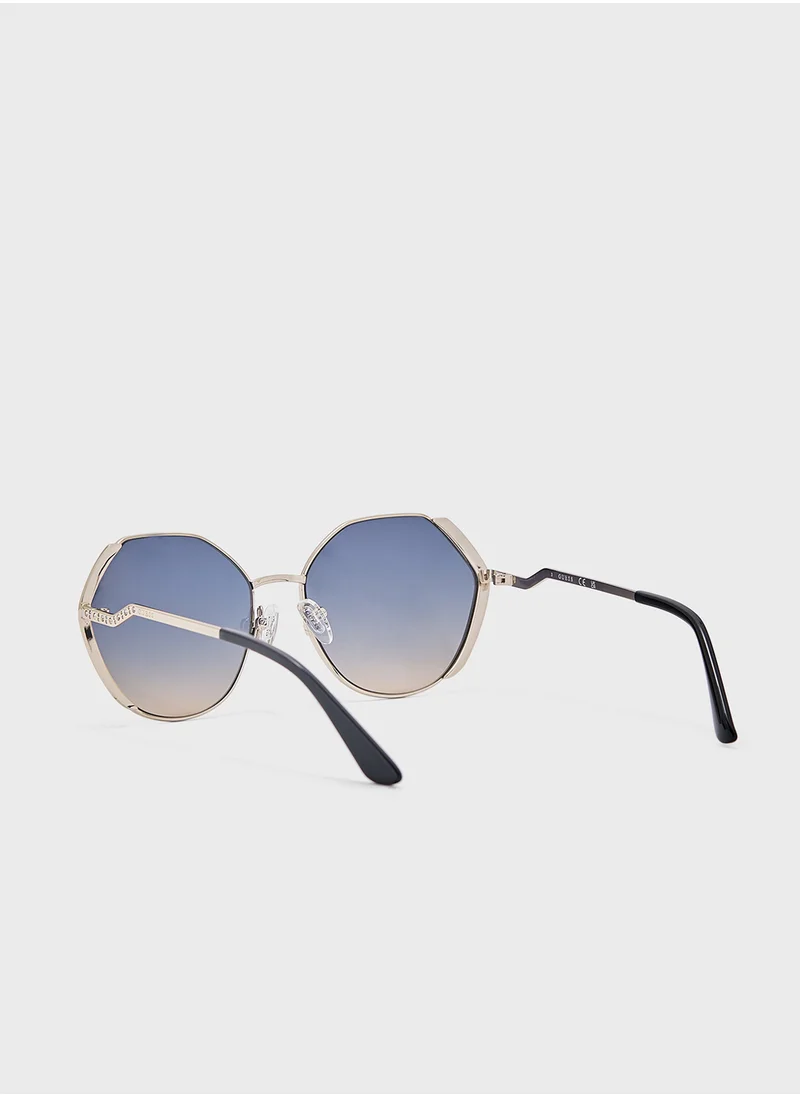 جس Uv-Protected Round Sunglasses