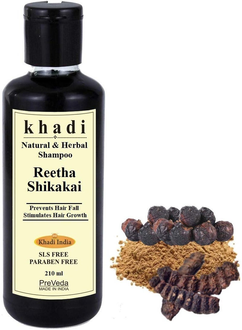 Khadi Reetha Shikakai Shampoo Natural & Herbal Best Hair Fall Organic Shampoo Sls & Paraben Free | 210 ml | - Image 1