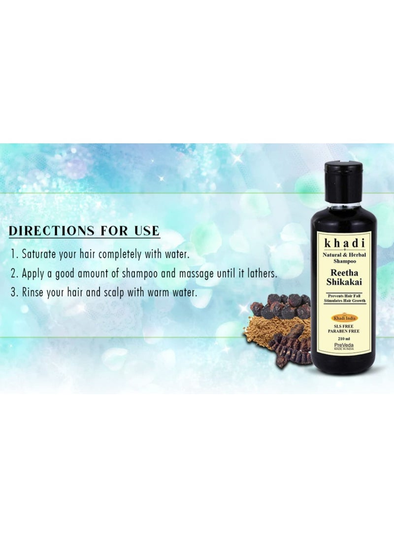 Khadi Reetha Shikakai Shampoo Natural & Herbal Best Hair Fall Organic Shampoo Sls & Paraben Free | 210 ml | - Image 3