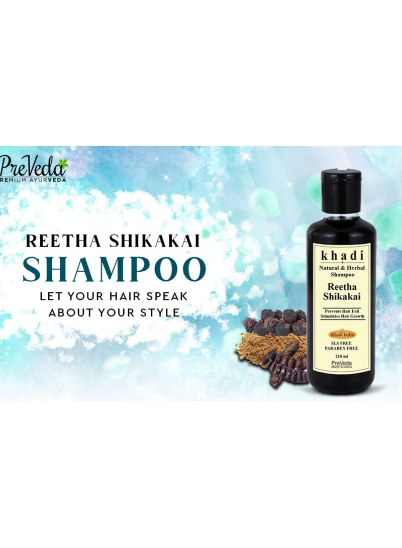 Khadi Reetha Shikakai Shampoo Natural & Herbal Best Hair Fall Organic Shampoo Sls & Paraben Free | 210 ml | - Image 2