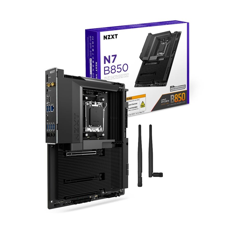NZXT N7 B850 AMD B850 AM5 ATX Gaming Motherboard for Ryzen 9000800070001621 DDR5 3X M2 PCIe 50 WiFi 6E 25GbE LAN M2 NVME with QuickRelease Latch Full Cover Black - Image 2