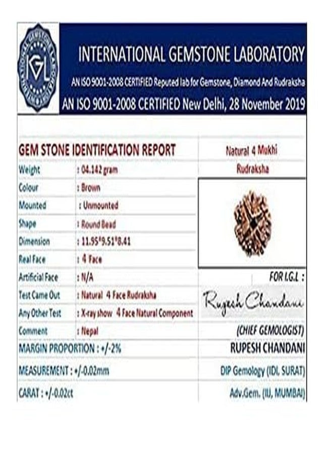 TRINETRA GEMS STONE Real Holy Beads 4 Mukhi Rudraksha From Nepal Natural Four Face Rudraksha Original Certified By Lab For Men And Women - Image 5