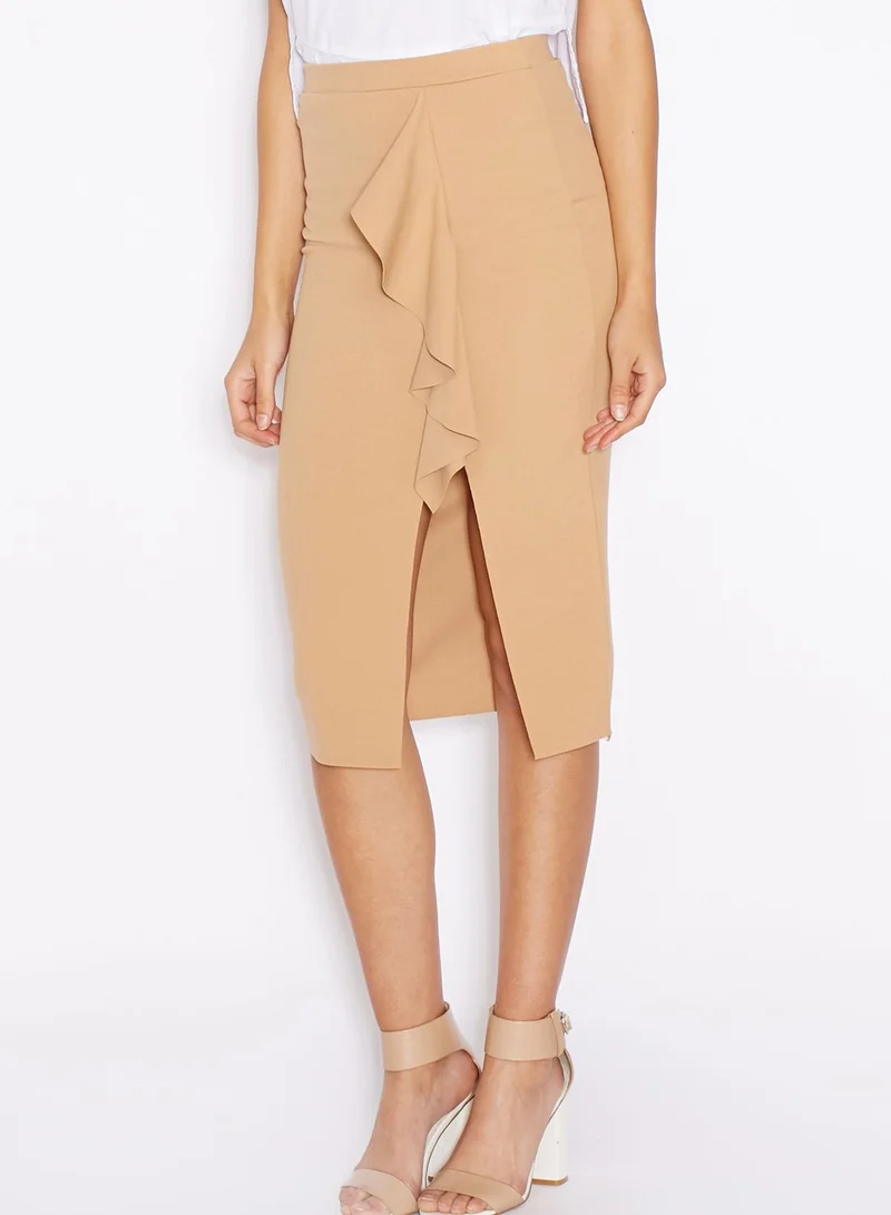 Missguided Ruffled Detail Midi Skirt