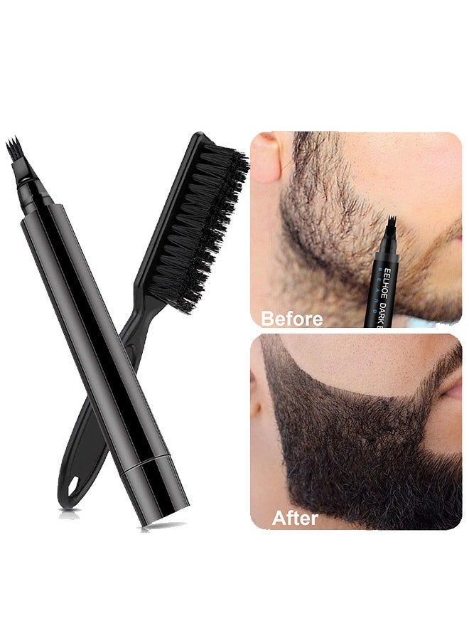 EELHOE Beard Pen -  Long Lasting Beard Filling Pen Kit with Brush and Beard Styling Comb Tool Creates Natural Looking Beard, Moustache and Eyebrows #Black  - Image 5