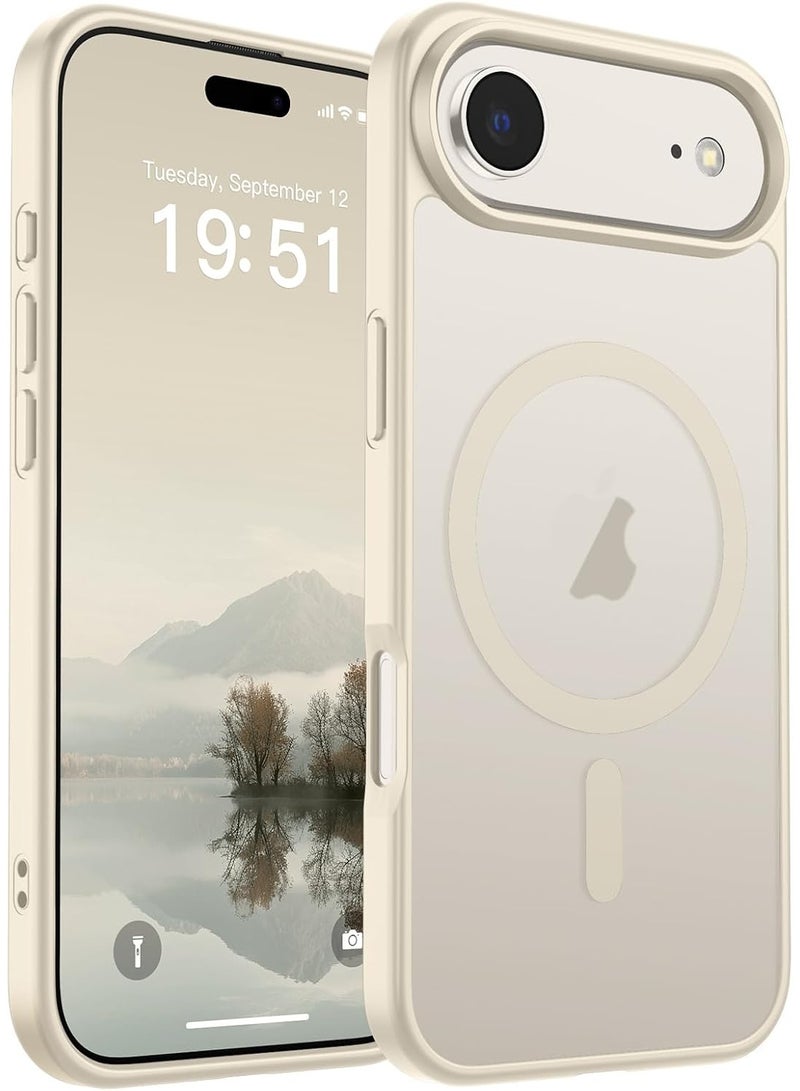 أكاليكس جراب مغناطيسي غير لامع لهاتف iPhone 17 Air، متوافق مع MagSafe، غطاء فاخر مطلي، جراب هاتف واقي مقاوم للصدمات ناعم غير لامع من مادة TPU، (أبيض عتيق) - Image 1