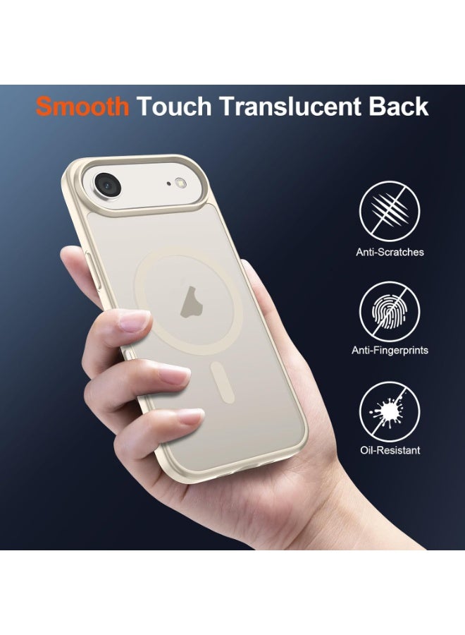 أكاليكس جراب مغناطيسي غير لامع لهاتف iPhone 17 Air، متوافق مع MagSafe، غطاء فاخر مطلي، جراب هاتف واقي مقاوم للصدمات ناعم غير لامع من مادة TPU، (أبيض عتيق) - Image 3