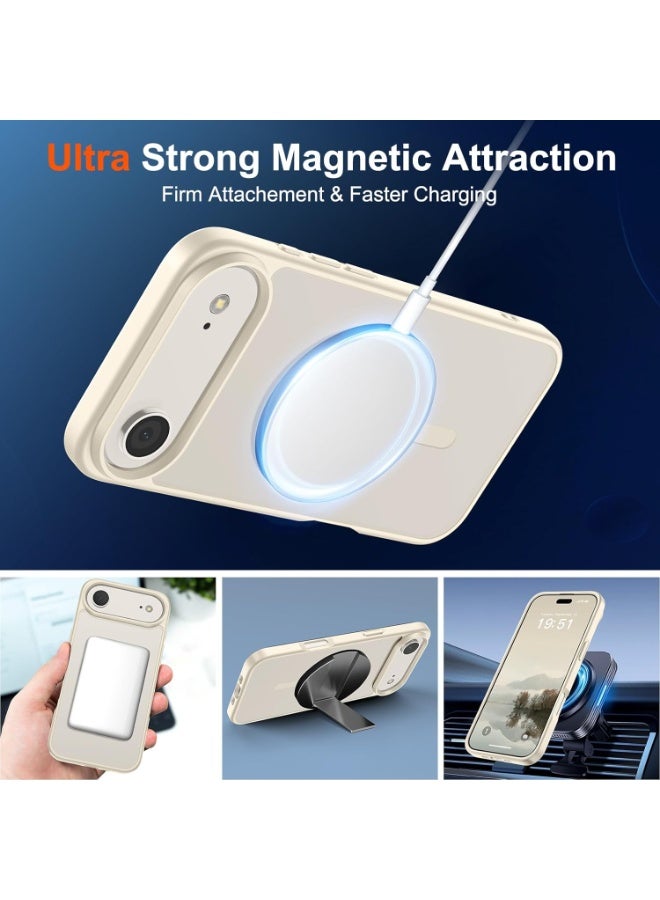 أكاليكس جراب مغناطيسي غير لامع لهاتف iPhone 17 Air، متوافق مع MagSafe، غطاء فاخر مطلي، جراب هاتف واقي مقاوم للصدمات ناعم غير لامع من مادة TPU، (أبيض عتيق) - Image 2