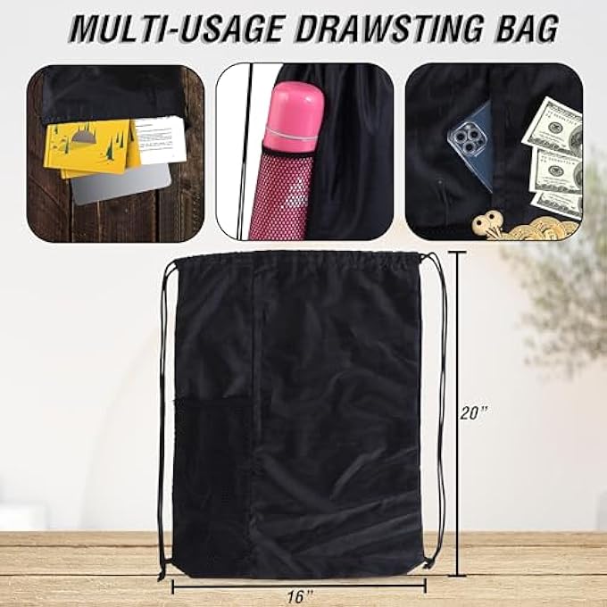 rayihni 2PCS Drawstring Bags Swim Sport Sack PE Bags Water Proof Drawstring Gym Bags for Kids Adults with Outside Zipper and Mesh Pocket Swimming Sports Bag for School Sports Swimming Gym Travel - Image 4