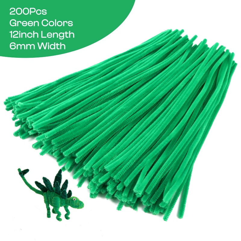 Caydo 200 Pieces Green Pipe Cleaners for St. Patrick's Day Decorations, Craft Chenille Stems for Kids DIY Art Craft Projects (6 mm x 12 inch) - Image 2