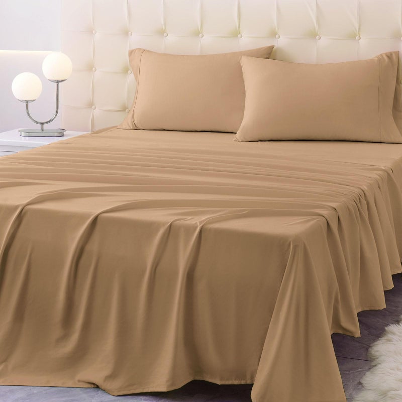 Homilay King Size Bed Sheet Set - 4 Piece Soft Microfiber Sheets with Deep Pockets  Cooling Technology  and Wrinkle-Free Pillowcase. Hotel-Quality  Durable Bedding  Brush - Image 1
