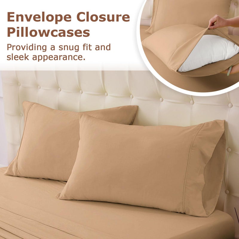 Homilay King Size Bed Sheet Set - 4 Piece Soft Microfiber Sheets with Deep Pockets  Cooling Technology  and Wrinkle-Free Pillowcase. Hotel-Quality  Durable Bedding  Brush - Image 5