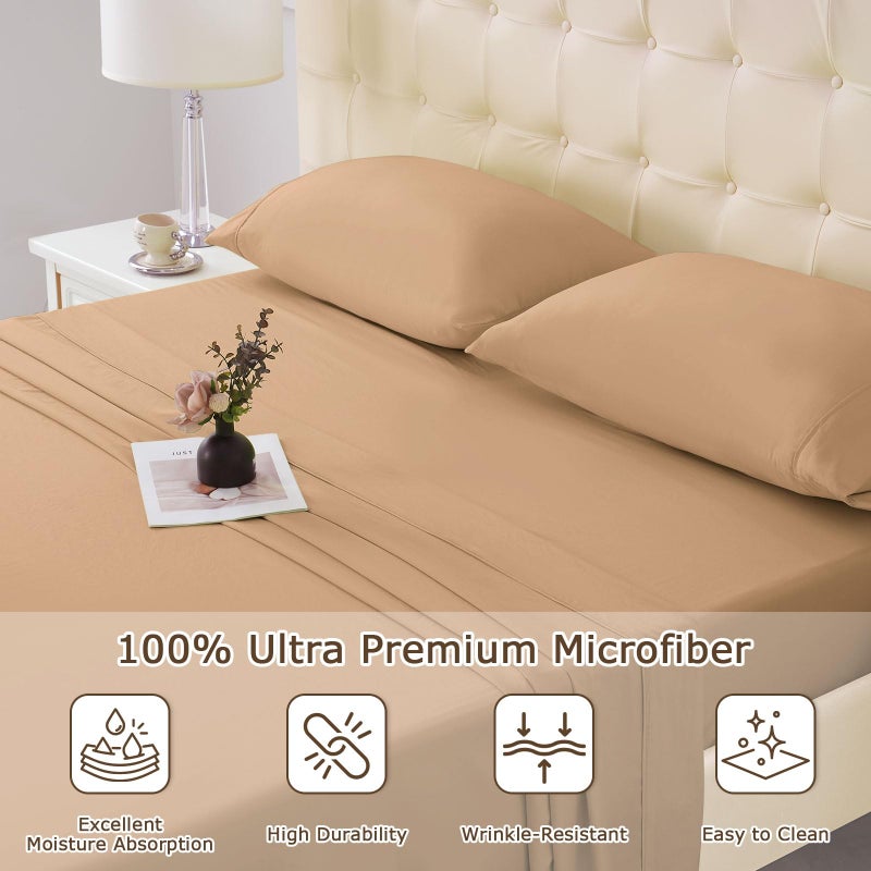 Homilay King Size Bed Sheet Set - 4 Piece Soft Microfiber Sheets with Deep Pockets  Cooling Technology  and Wrinkle-Free Pillowcase. Hotel-Quality  Durable Bedding  Brush - Image 3