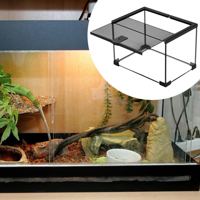 حوض الزواحف تيراريوم 30 سم × 20 سم × 20 سم باب منزلق مع تهوية قفص موطن شفاف صندوق تربية للضفدع ودودة القز والوزغ - Image 4