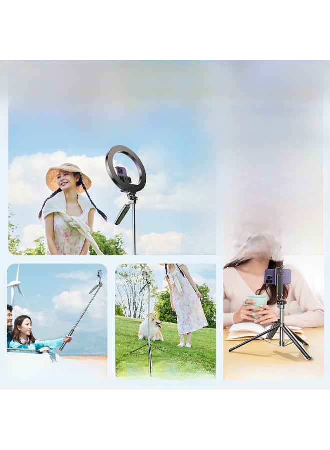 Anti-vibration Bluetooth Remote Control Handheld Tripod Stand Broadcast Bracket Photography Tool Motorcycle Electronics-Color:M28 Elegant White Bluetooth 1.6m + 10inch Fill Light + Bluetooth Charging Model  - Image 5