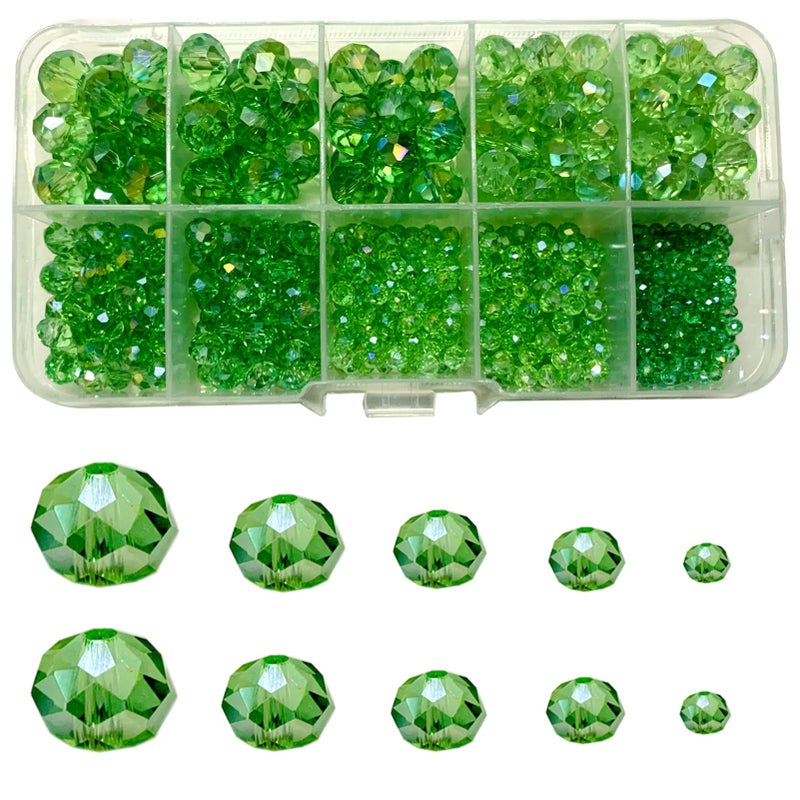 Gocelyn Crystal Glass Faceted Beads of AB Color Green Rondelle AB Crystal Beads Assorted Supplies Spacer Loose Beads for Jewelry Making Findings Bracelets Pendants 2mm 4mm 6mm 8mm 10mm - Image 3
