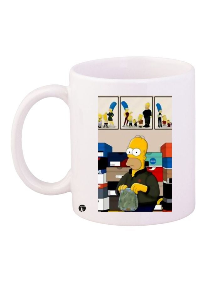 The Simpsons Printed Coffee Mug White/Green/Yellow 11ounce