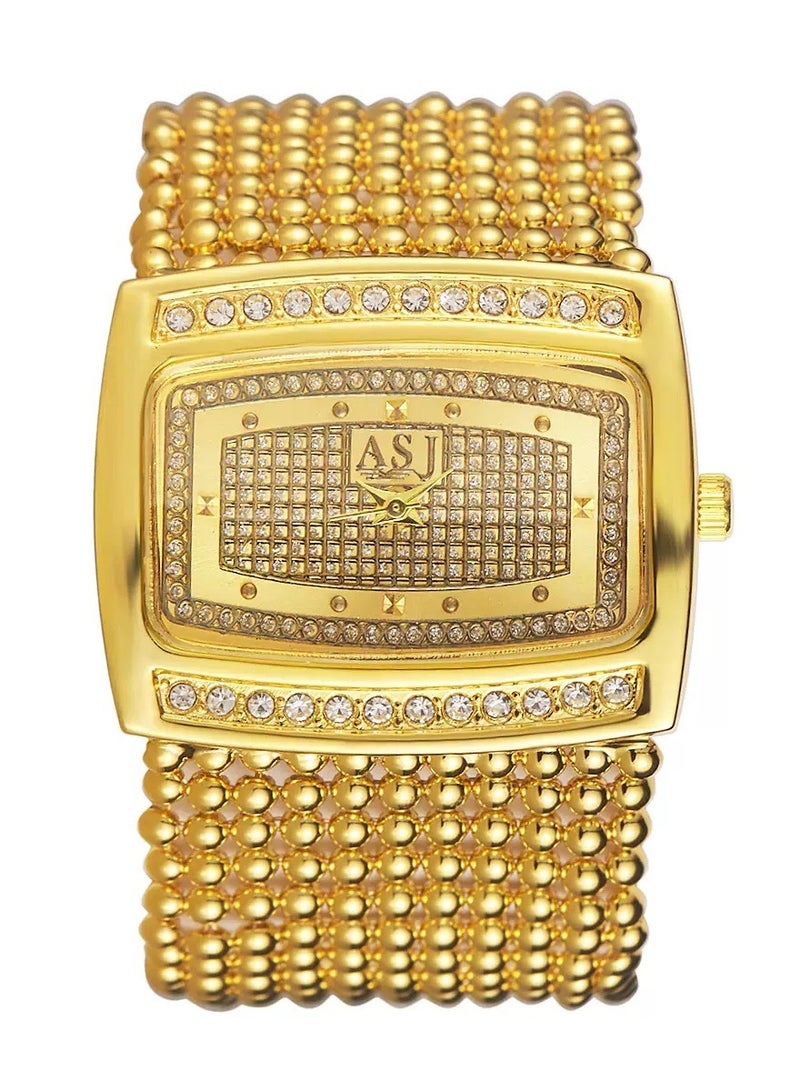 ASJ Women's Luxury Quartz Wrist Watches Crystal Decorated Bezel Diamond Silver Alloy Square Wristwatches - Image 2