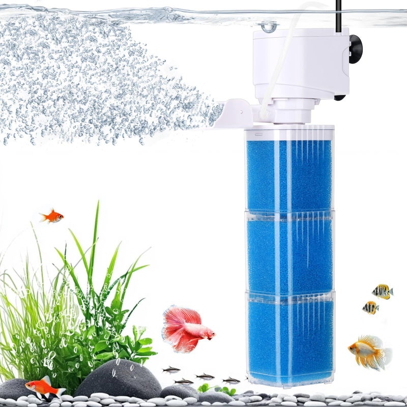 fishkeeper 4-IN-1 Aquarium Power Filter - Mutil Stage Filtration, Adjustable Oxygenation/Wavemaker, Whisper-Quiet Submersible Fish Tank Filter & Water Circulation System for 20-100 Gal Fresh/Salt Tank - Image 1
