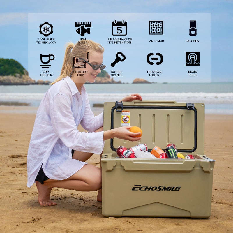 EchoSmile 25/30/35/40/60/75 Quart Rotomolded Cooler, Built to Stand up to The Rigors of The Journey - Image 2