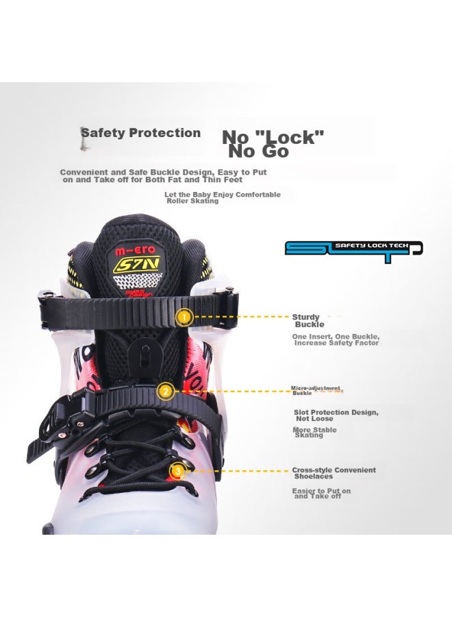 M-Cro Micro Ice Skates For Children, Boys And Girls, Micro Straight-arrangement Roller Skates Suitable For Primary And Secondary School Students, S7n Blue Set Size M - Image 2