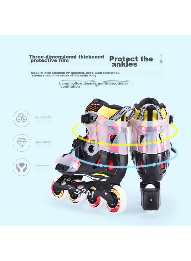 M-Cro Micro Ice Skates For Children, Boys And Girls, Micro Straight-arrangement Roller Skates Suitable For Primary And Secondary School Students, S7n Blue Set Size M - Image 5