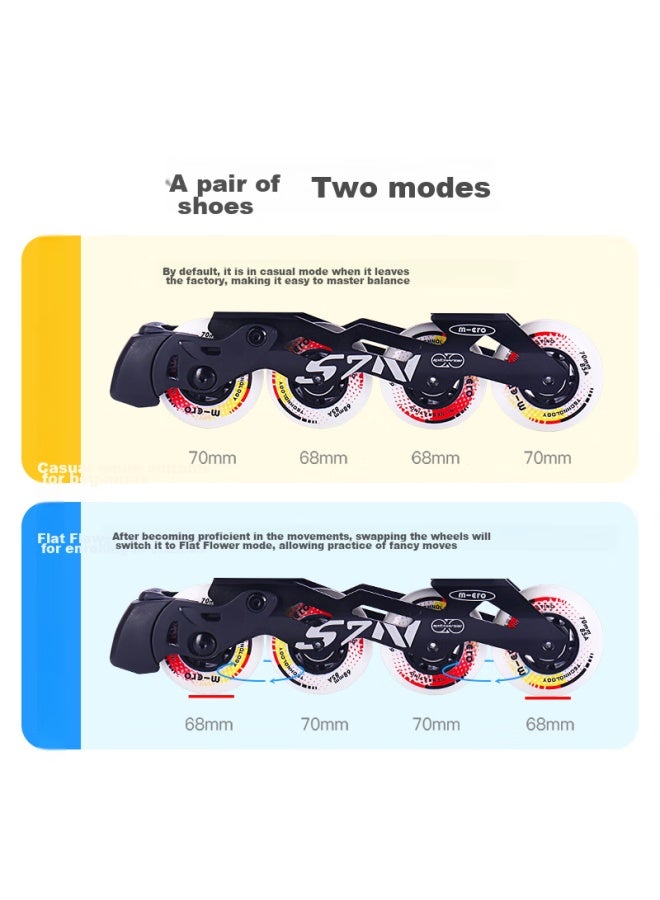 M-Cro Micro Ice Skates For Children, Boys And Girls, Micro Straight-arrangement Roller Skates Suitable For Primary And Secondary School Students, S7n Blue Set Size M - Image 3