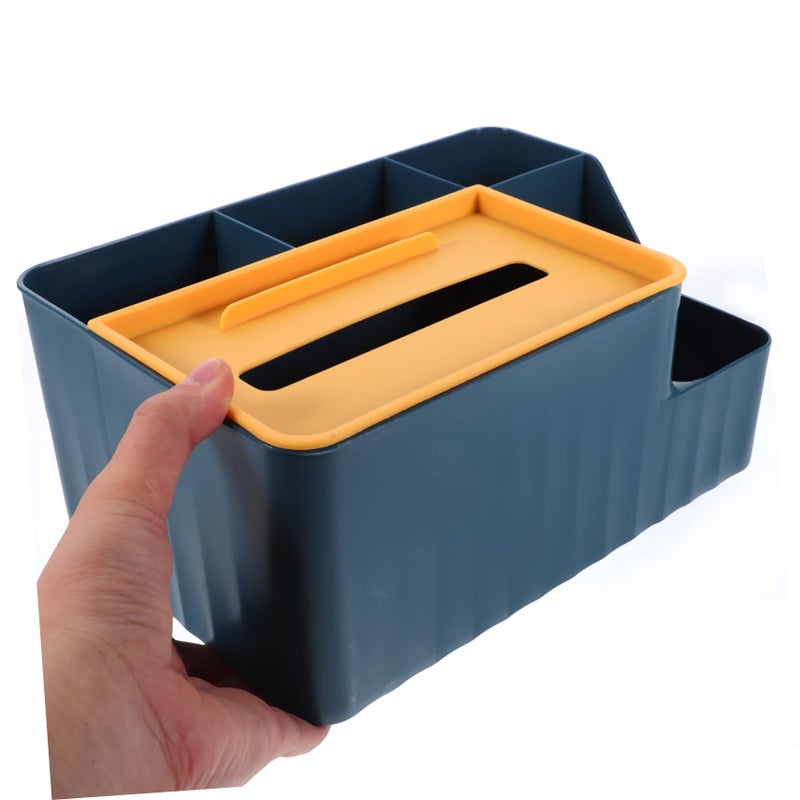 Blue Tabletop Storage Box Large Capacity Cosmetic Desktop Organizer For Office Home Bedroom - Image 5