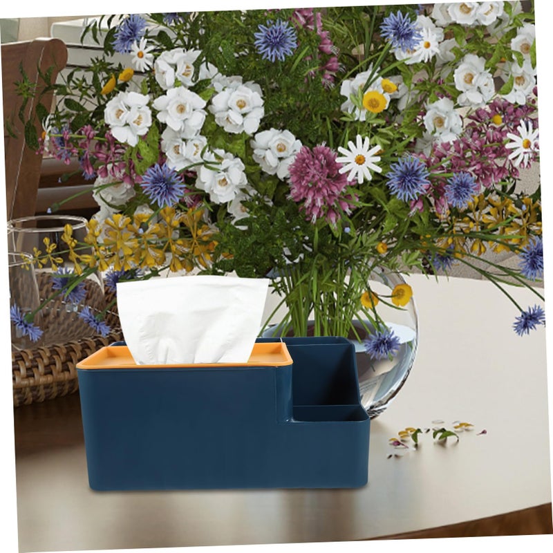 Blue Tabletop Storage Box Large Capacity Cosmetic Desktop Organizer For Office Home Bedroom - Image 3
