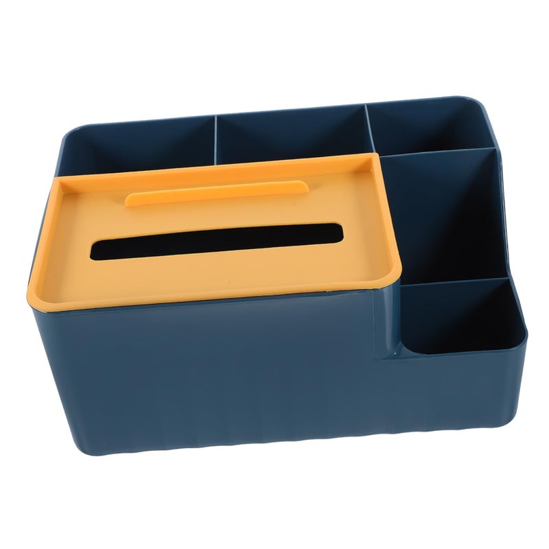 Blue Tabletop Storage Box Large Capacity Cosmetic Desktop Organizer For Office Home Bedroom - Image 2