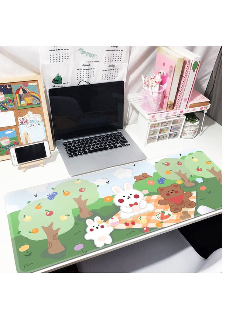 SYOSI Kawaii Desk Mat,Cute Mouse Pad,Large Gaming Desk Mouse mat Cartoons Keyboard Pad,Laptop Desk Mat for Gaming Writing Home Office Work (A,32 x 12 in) - Image 4