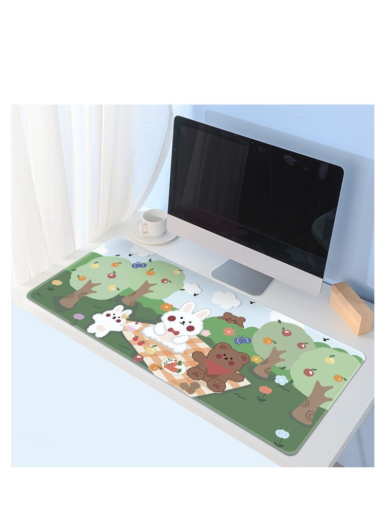SYOSI Kawaii Desk Mat,Cute Mouse Pad,Large Gaming Desk Mouse mat Cartoons Keyboard Pad,Laptop Desk Mat for Gaming Writing Home Office Work (A,32 x 12 in) - Image 5