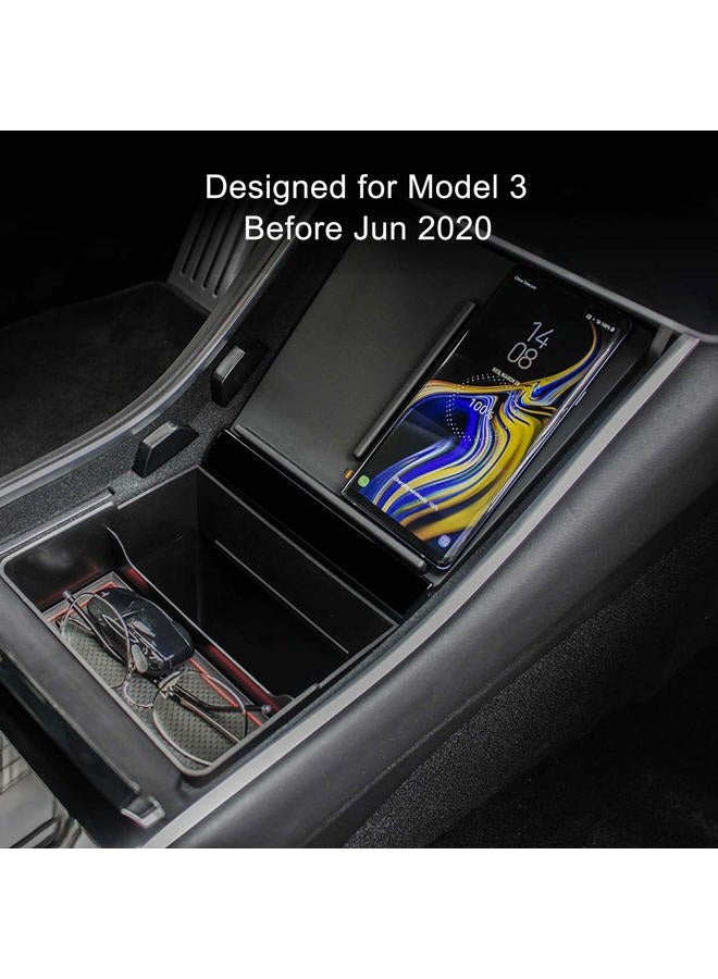 TAPTES Wireless Charger for Tesla Model 3 2017 2018 2019 2020, Dual Phone Charging Pad for Tesla Model 3 Accessories, Car Center Console Interior, Compatible with iPhone & Smartphones, Black - Image 2