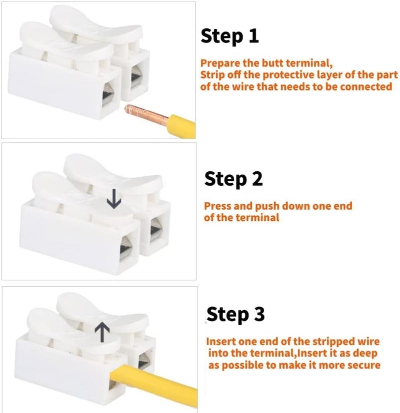 comfrt Push Quick Wire Cable Connector, 10/50/100pcs Pin Push Quick Wire Cable Connector White Wiring Terminal for Wire LED Strip Light Wire Connecting - Image 2