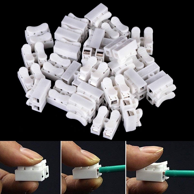 comfrt Push Quick Wire Cable Connector, 10/50/100pcs Pin Push Quick Wire Cable Connector White Wiring Terminal for Wire LED Strip Light Wire Connecting - Image 3