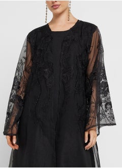 hayas closet V-Neck Embellished Flared Sleeve Abaya  - Image 3