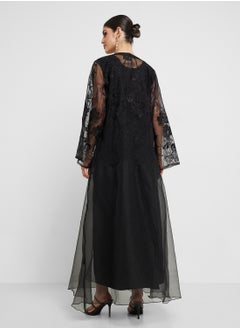 hayas closet V-Neck Embellished Flared Sleeve Abaya  - Image 2