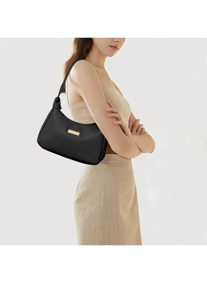 SHABILI Women’s PU Multi-Pocket Shoulder Bag Underarm Bag Small Bag, Ladie’s Satchel Bag Coin Purse Tote Bags With Leaf Zipper Charm Zipper Closure Fits For Teenager Youth Daily Casual Party Travel (Black) - Image 2