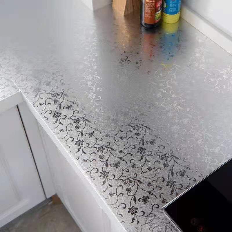 ELTON Kitchen Oil-Proof Waterproof Stickers, Self Adhesive Kitchen Wallpaper Heat Resistant Aluminum Silver Foil Stainless Steel Wall Sticker for Countertop Drawer Liner Shelf Liner (30X300cm) - Image 3