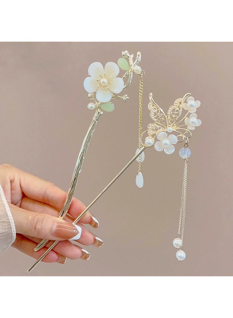 6 دبوس شعر للسيدات مع قلادة، أعواد شعر، أعواد شعر معدنية عتيقة، طراز تقليدي، مناسب للبنات والنساء - Image 3