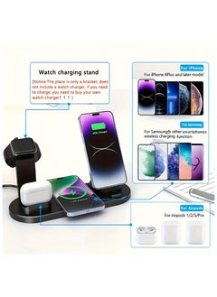 أفاق محطة شحن لاسلكي 4 في 1 باللون الأبيض، شاحن لاسلكي سريع بقوة 15 واط لـ AirPods/iWatch/Phone، شاحن لاسلكي لشحن عدة أجهزة في وقت واحد  - Image 3