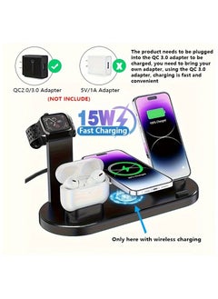 أفاق محطة شحن لاسلكي 4 في 1 باللون الأبيض، شاحن لاسلكي سريع بقوة 15 واط لـ AirPods/iWatch/Phone، شاحن لاسلكي لشحن عدة أجهزة في وقت واحد  - Image 2