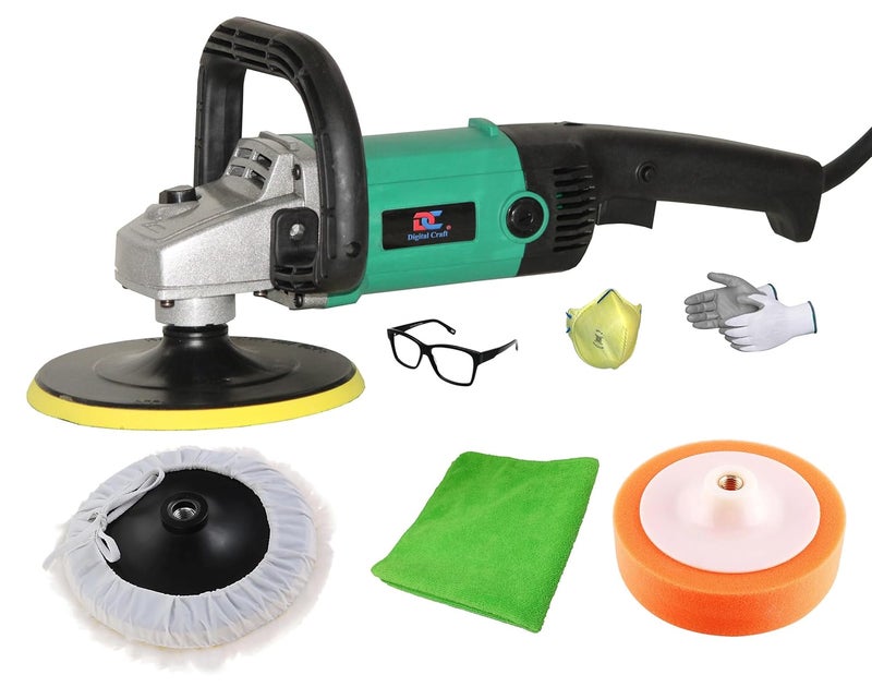 Digital Craft Adjustable Speed Car Buffer Polishing Waxing Machine Vehicle Surface Paint Care Washing Polisher Vehicle Polisher MachineVehicle Duster7Inch Orange Sponge Pad - Image 1