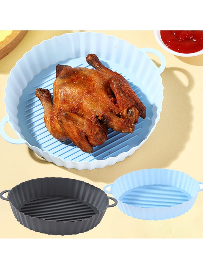 SOLARAE Air Fryer Silicone Pot, 2Pcs Air Fryer Silicone Liners Round Food Safe Reusable NonStick Easy Cleaning Basket For Oven, Replacement for Parchment Liner Paper - Image 2