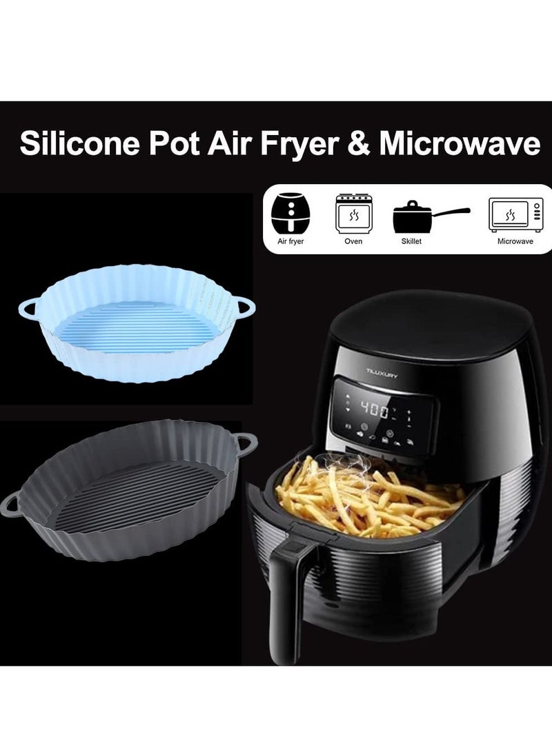 SOLARAE Air Fryer Silicone Pot, 2Pcs Air Fryer Silicone Liners Round Food Safe Reusable NonStick Easy Cleaning Basket For Oven, Replacement for Parchment Liner Paper - Image 4