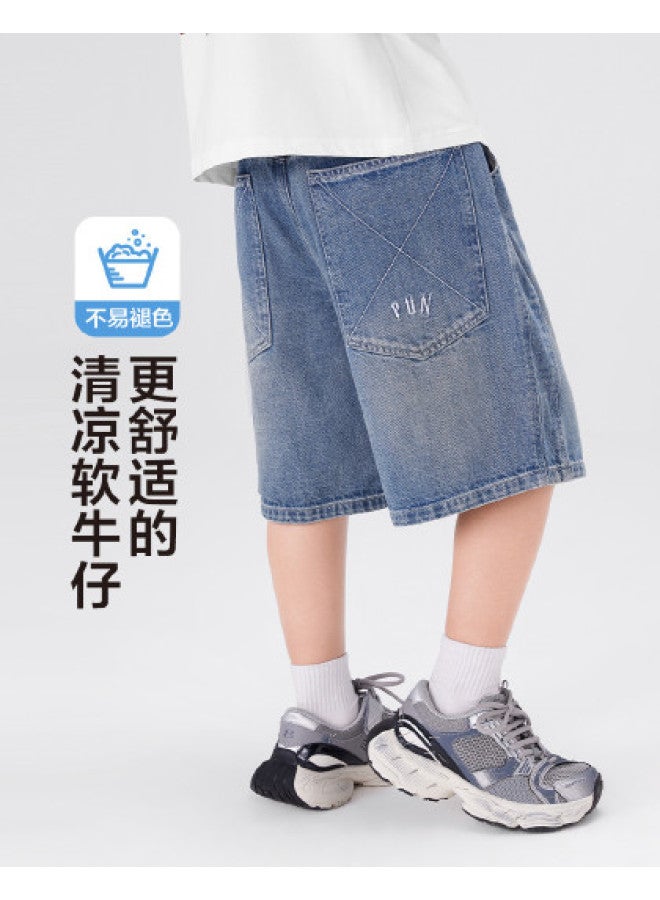 Zuoxi Boys' Denim Shorts Summer Thin Kids' Cargo Pants 2025 New Breathable Mid-large Boys' Pants Children's Clothing - Image 1