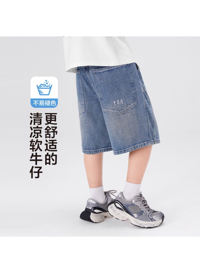 Zuoxi Boys' Denim Shorts Summer Thin Kids' Cargo Pants 2025 New Breathable Mid-large Boys' Pants Children's Clothing - Image 2